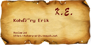 Koháry Erik névjegykártya
